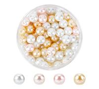 HOBBIESAY 100Pcs Glass Pearl Beads 6mm Satin Luster Pearl Beads Round Mixed Craft Beads Tiny Filler Spacer Beads for Jewelry Crafting Sewing Making Hole: 1mm