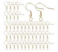 HOBBIESAY 100Pcs Gold Ear Wires Fish Hook Stainless Steel Earring Hooks French Wire Hooks Dangle Ear Wires for DIY Earring Jewelry Making Finding Hole:2mm