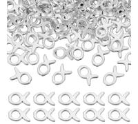 HOBBIESAY 100Pcs Jesus Fish Beads 13.5mm Antique Silver Fish Loose Beads Tibetan Metal Hollow Ocean Animal Beads Small Spacer Beads for DIY Bracelets Earring Necklace Jewelry Making,Hole:2mm