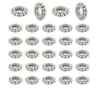 HOBBIESAY 100Pcs Large Hole Spacer Beads 8mm Silver Flower Flat Rondelle Small Loose Beads Mini Metal Craft Bead Connector Bead for DIY Bracelets Earring Necklace Jewelry Making,Hole:3mm