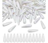 HOBBIESAY 100Pcs Teardrop Pearl Beads Bulk White Water Drop Beads Faux Pearl Loose Bead Teardrop Pearls Bracelet Bead for DIY Beacelet Necklace Earring Jewelry Making Craft Hole: 1.8mm