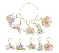 HOBBIESAY 10Pcs 5 Styles Cute Animals Stitch Markers Rabbit Tortoise Cat Removing Stitch Markers with Lobster Claw Clasps for Crocheting Knitting Quilting Jewelry Making Accessories