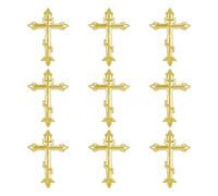 HOBBIESAY 10PCS Cross Patches Golden Embroidered Cross Patch Decorative Iron on Repair Crosses Embroidered Appliques Sewing Repair Patches Sewing Patch for Clothing Jacket Hat DIY Crafts