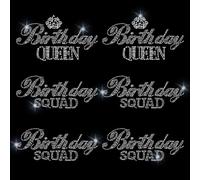 HOBBIESAY 10Pcs Iron on Birthday Queen Rhinestone Transfer Bling Rhinestone Birthday Squad Stickers Hotfix Transfer Sparkling Bedazzled Crystal Sticker for Clothing Tote Bag DIY Art Craft Gifts