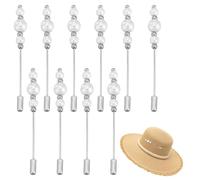 HOBBIESAY 10PCS Vintage Hat Pins Sliver Hat Brooch Pin with Pearl Elegant Hair Pin Safety Pins Brooches Lapel Stick Pin Long Needle Pins for Tie Scarf Badge Hats Suits Brooches Jewelry Making