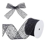 HOBBIESAY 10yards Black Mesh Wire Ribbon with Paillettes 2 inch Wire Ribbon Handmade Wired Edge Ribbons Sparkle Mesh Ribbons for Indoor Decoration Wedding Invitations Bouquet Wrapping