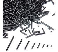 HOBBIESAY 1176Pcs 6 Sizes Tube Beads Glass Bugle Beads Black Bugle Seed Beads Mixed Size Tube Seed Beads Craft Beads Assortment Beads for DIY Decoration Carfts Hole: 0.5-1mm