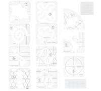 HOBBIESAY 11PCS Free Motion Quilting Template with 20PCS Double Sided Adhesives Clear Acrylic Quilting Templates 100-140mm Sewing Ruler Stencils DIY Quilts Stencils for Patchwork Crafts