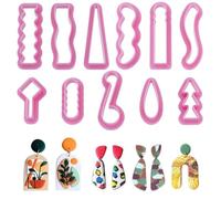 HOBBIESAY 11Pcs Polymer Clay Earring Molds Basic Clay Stamps Mini Long Dangle Shape Polymer Tools Hot Pink Pottery Cutter for DIY Earrings Jewelry Making Craft