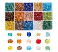 HOBBIESAY 12000Pcs 2mm Glass Round Craft Beads - 15 Colors Assorted for DIY Jewelry Making