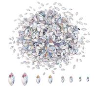 HOBBIESAY 1200Pcs 4 Sizes Crystal AB Horse Eye Rhinestones Glitter Gems Flat Back Marquise Rhinestones Horse Eye Shaped Crystal Gems for DIY Crafts Nail Art Clothes Phone Case Decoration Projects