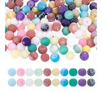 HOBBIESAY 120Pcs 10 Colors Natural Weathered Agate Beads 8mm Millefiori Lampwork Glass Beads Frosted Agate Loose Bead Agate Beads for Bracelets Earring Jewelry Making Hole:1mm