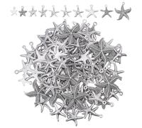 HOBBIESAY 120Pcs 10 Styles Starfish Charms Sea Life Charms Antique Silver Starfish Charm Stainless Steel Metal Cute Marine Animal Beach Charm for DIY Craft Earring Bracelet Necklace Jewelry Making