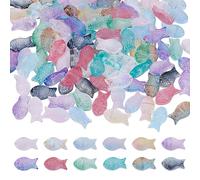HOBBIESAY 120Pcs 12 Styles Colorful Fish Glass Beads Ocean Colorful Beads Transparent Glass Fish Bead Ocean Sea Animal Bead for Bracelets DIY Crafts Hole:0.8-1mm