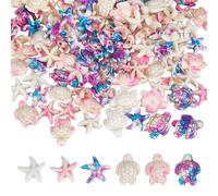 HOBBIESAY 120Pcs 6 Styles Turquoise Turtle Beads 13.5-18mm Ocean Theme Turquoise Beads Pink Starfish Spacer Stone for Jewelry Making Hole:1-1.6mm