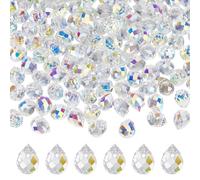 HOBBIESAY 120Pcs Clear Teardrop Glass Beads 8mm Top Drilled Drop Spacer Beads Water Drop Faceted Bead Smooth Seed Bead for Bracelets Necklace Earring DIY Jewelry Making Craft Hole:1.2mm