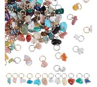 HOBBIESAY 120Pcs Mixed Natural Stone Charms Small Nuggets Gemstone Dangle Pendant Crystal Stone Charms with Stainless Steel Jump Ring for DIY Bracelets Earring Necklace Jewelry Making,Hole:5.4mm