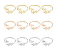 HOBBIESAY 12Pcs 3 Colors Alloy Leaf Branch Open Cuff Finger Rings Set Adjustable Knitting Loop Crochet Knitting Accessories Yarn Guide Finger Holder for Mother Grandma Thanksgiving Presents