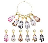 HOBBIESAY 12Pcs 6 Styles Cute Cat Stitch Markers Alloy Enamel Removable Crochet Stitch Marker Charms with Lobster Claw Clasps for Crocheting Knitting Quilting Jewelry Making Supplies