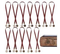 HOBBIESAY 12pcs Bible Leather Bookmark Star Charms Bookmarks Astrology Bookmark Christian Saint Book Mark Retro with Alloy Pendants for Book Lover Readers Gifts Antique Bronze