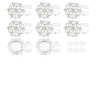 HOBBIESAY 12Pcs Button Covers Rhinestone Covers 1.1x0.98x0.55Inch Faux Pearl Button Cover Silver Flower Brass Clip On Cufflinks Shirt Sleeve Buttons for Blouses Clothing Hat Decorating Supplies
