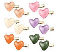 HOBBIESAY 12Pcs Heart Hair Clips Colorful Love Hairpins Iron Alligator Clips with Resin Hearts Mixed Color Hairpins Accessories for Women Wedding Party Festival Decoration 1.5x0.94x0.59in