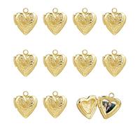 HOBBIESAY 12Pcs Heart Photo Frame Charms Heart Picture Pendant Charms 15mm Gold Plated Photo Locket Charm Memory Locket Metal Hearts Charm for Valentine Necklace Jewelry Making