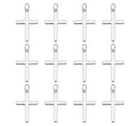 HOBBIESAY 12PCS Platinum Cross Pendant Cross Dangle Charms 16.5mm Metal Crucifix Pendant Bulk Small Vintage Cross Charm with Jump Ring for DIY Bracelets Earring Necklace Jewelry Making, Ring:4x0.7mm