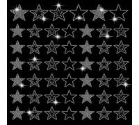 HOBBIESAY 12PCS Star Crystal Rhinestone Iron-On Decal Transfer Sparkly Iron on Rhinestone Bling Crystal Transfer Decal Glitter Pentagram Heat Transfers Stickers for Shirt Vest Shoes Hat Jacket Decor