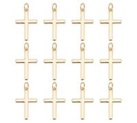 HOBBIESAY 12PCS Tiny Cross Charms 16.5mm Metal Crucifix Pendant Bulk Small Vintage Cross Charm Metal Dainty Minimalist Miny Simple Pendants for DIY Bracelets Earring Necklace Making,Ring:4x0.7mm