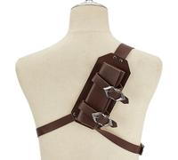 HOBBIESAY 136cm Long Sword Shoulder Back Sheath Holder PU Leather Back Sword Frog Vintage Adjustable Sword Warrior Costume Protective Case Pair Brown for Medieval Costume Accessories Cosplay