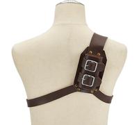 HOBBIESAY 137cm Long Sword Shoulder Back Sheath Holder PU Leather Back Sword Frog Sword Leather Buckle Warrior Costume Protective Case Pair Brown for Medieval Costume Accessories Cosplay