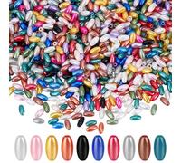 HOBBIESAY 1400Pcs Oval Rice Pearl Shell Beads Imitation Pearl Bead Oat Rice Shape Loose Spacer Bead Small Colorful Craft Pearls Beads for DIY Bracelet Necklace Earring Jewelry Making Hole: 1.6mm