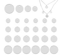 HOBBIESAY 140Pcs 4 Sizes Stainless Steel Flat Round Charms 8-15mm Blank Stamping Pendant for DIY Bracelets Earring Necklace Jewelry Making,Hole:1-1.5mm