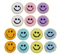 HOBBIESAY 14Pcs 7 Colors Smile Face Patch Iron on Patches Happy Face Patches Towel Embroidery Sew on Appliques Sewing Sequins Applique for Backpacks Hats Clothes Jackets Sewing Craft Decoration