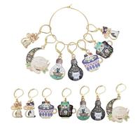 HOBBIESAY 14Pcs 7 Styles Cute Cat Stitch Markers Alloy Enamel Removable Crochet Stitch Marker Charms with Lobster Claw Clasps for Crocheting Knitting Quilting Jewelry Making Supplies