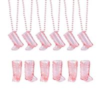 HOBBIESAY 15 PCS Pink Boot Shot Glasses on Beaded Necklace Mini Plastic Shot Glass Cup with Bachelorette Glasses Necklaces for Bachelorette Carnival Party Birthday Wedding Accessories