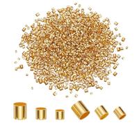 HOBBIESAY 1500Pcs 3 Styles Brass Tube Crimp Beads Gold Plated Tube Beads Crimping Tube Accessories Round Tube Loose Spacer Beads for Jewelry Making Hole: 1/1.5/2mm