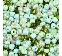 HOBBIESAY 150g Glass Seed Beads 4mm Small Green Spacer Beads Crystal Craft Loose Bead Mini Pony Bead Bulk for DIY Bracelets Earring Necklace Jewelry Making,Hole:1.4-1.5mm