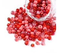 HOBBIESAY 150g Glass Seed Beads 4mm Small Red Spacer Beads Crystal Craft Loose Bead Mini Pony Bead Bulk for DIY Bracelets Earring Necklace Jewelry Making,Hole:1.4-1.5mm