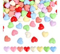 HOBBIESAY 150PCS Colorful Heart Resin Flatback Plastic Mini Hearts Shape Charms Hearts Resin Flatback Plastic Mini Heart Shape Charms Embellishments for Valentine's Day DIY Crafts Making