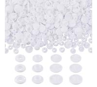 HOBBIESAY 150Pcs Snaps Button Sets 3 Styles Round Resin Plastic Fasteners Plastic Snaps Resin Snap White for DIY Clothing Coat Down Jacket Crafts
