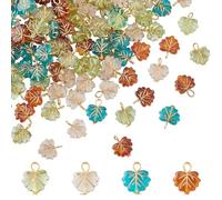 HOBBIESAY 160Pcs 4Colors Leaf Charms Transparent Acrylic Leave Pendants Maple Leaves Pendants Charm Tiny Cute Acrylic Leaves Pendant for Spring Crafts Earring Bracelet Jewelry Making DIY