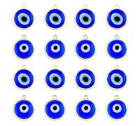 HOBBIESAY 16Pcs 2 Colors Evil Eye Pendants Charms Handmade Lampwork Eye Pendants Good Luck Connector Eye Pendants Mixed Color Eye Charms for Jewelry Making DIY Beadwork Decorations Hole: 1.4mm
