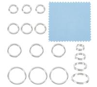 HOBBIESAY 16Pcs 4 Sizes 925 Sterling Silver Split Jump Rings with Polishing Cloth Double Loop Jump Rings Open Loop Keyrings Bulk Key Ring Accessories for Women DIY Jewelry Making Crafts