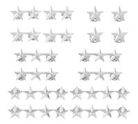 HOBBIESAY 16Pcs 4 Styles Star Rank Insignia Star Badge Sets 5-Point Stars Lapel Pins Alloy Metal Stars Brooches for Jackets Bags Hats Clothes Uniforms DIY Crafts Gifts Decoration, Metal, no gemstone