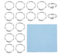 HOBBIESAY 16Pcs 925 Sterling Silver Split Jump Rings Bulk Key Ring Accessories with Polishing Cloth Double Loop Jump Rings Open Loop Keyrings for Women DIY Jewelry Making Crafts 0.23 Inch Diameter
