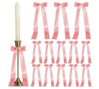 HOBBIESAY 16Pcs Christmas Candlestick Bows Pink Candle Stick Decor Bows Candle Holder Bow Coquette Decorations Bows Gift Wrapping Wedding Bridal Shower Bachelorette Party Centerpieces 12.4 Inch