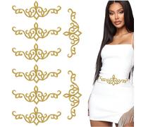 HOBBIESAY 16Pcs Gold Metallic Embroidered Iron on Patch Leaf Embroidery Applique Metallic Floral Boho Trim Fringe Leaves Patch for Adults Wedding Prom Dress Backpacks Jeans Caps Clothing DIY Craft