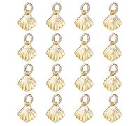 HOBBIESAY 16Pcs Gold Sea Shell Dangle Charms 9mm Summer Hawaii Ocean Themed Charm Bulk Metal Brass Sea Beach Shell Pendant with Jump Ring for DIY Bracelets Earring Necklace Jewelry Making